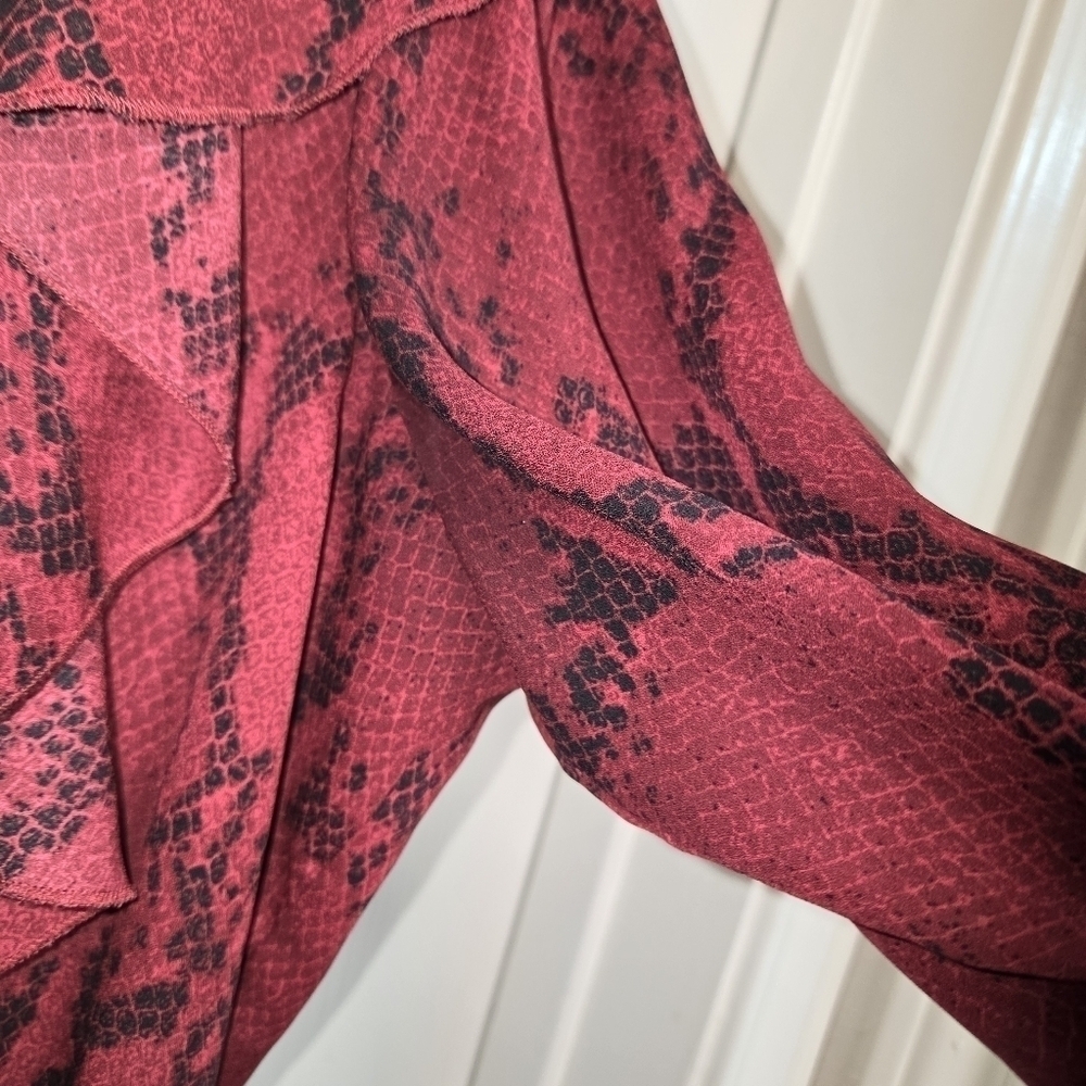 Banana republic factory dress women's size small burgundy red snake print smock - Picture 7 of 14